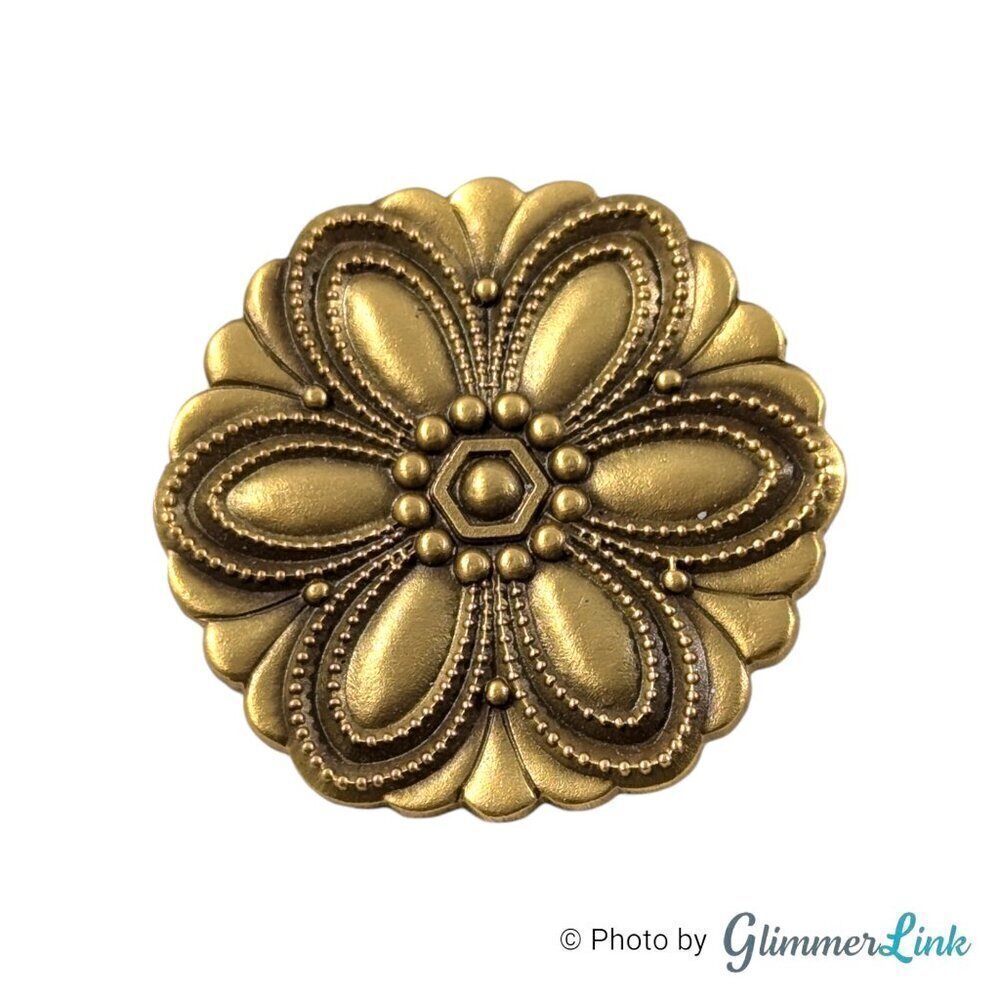 BM Floral Matte Finish Relief Gold Tone Brooch